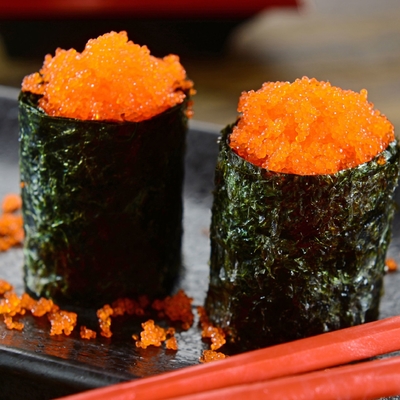 Masago Tobiko Gromadnik Ryba ikra sushi Latająca Ryba Ikra Mrożony Gromadnik